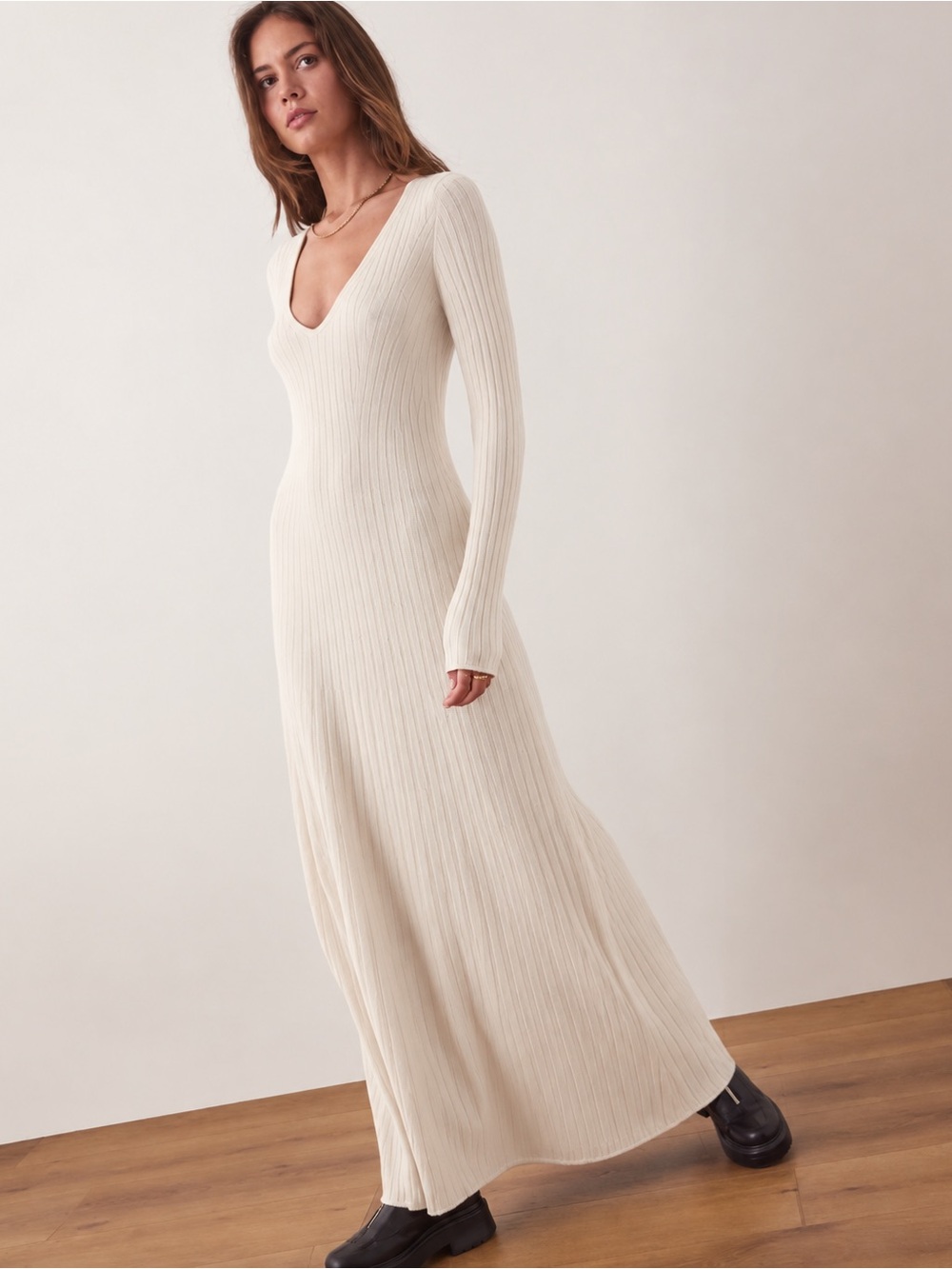 Marine Layer Cream Jade Midi Sweater Dress Size Large